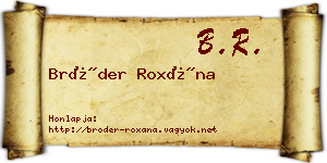Bröder Roxána névjegykártya