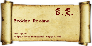 Bröder Roxána névjegykártya